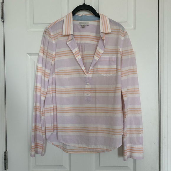 J. Crew Popover Striped Collared Shirt - Size 4 - Picture 1 of 5